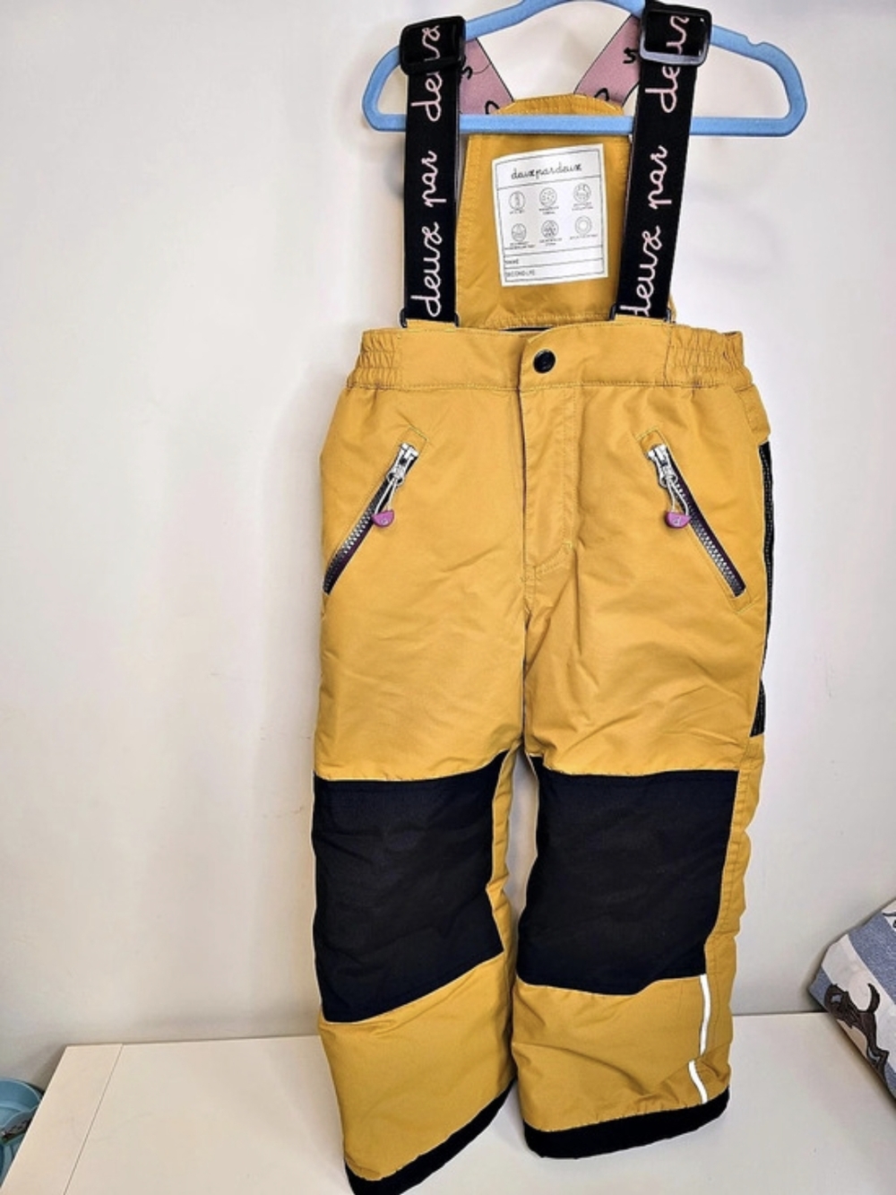 Deux par Deux Color Block Snow Bib Yellow & Black Girls 4